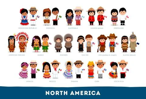 Americans in national clothes. Stock Illustration