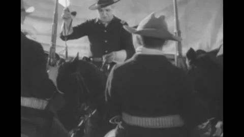 Americans rush to settle Oklahoma in 1889 (as depicted in 1961). Stock Footage 152668476