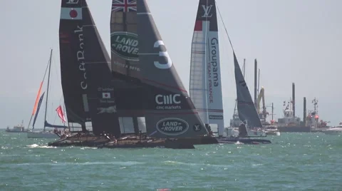 America's Cup qualifying series - Team BAR pushes ahead to take the lead. Stock Footage 65735948