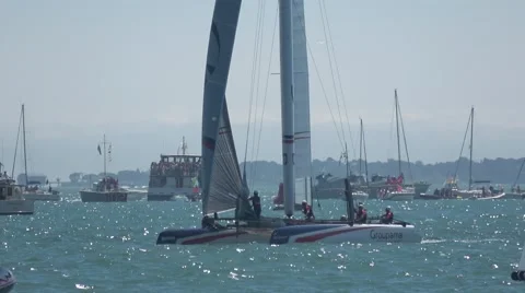 America's Cup qualifying series - Team France rounds the mark. Stock Footage 65739152