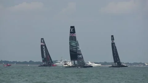 America's Cup qualifying series - The teams race the upwind leg. Stock Footage 65743790