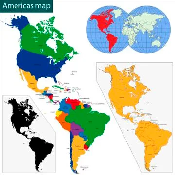 Americas map Stock Illustration