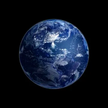 The Americas at night; artwork Illustrazione stock