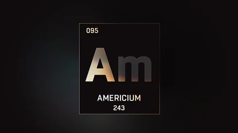 Americium as Element 95 of the Periodic Table 3D illustration on grey background 스톡 동영상 120584021