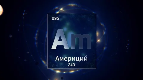 Americium as Element 95 of the Periodic Table 3D animation on blue background Stock-Footage 126443107