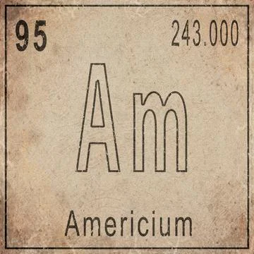 Americium Element Card from Periodic Table on Vintage Old Paper Stock Illustration