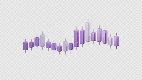 Amethyst Candlestick Chart with Glowing Dust - Transparent 4K Loop Video stock 347063374