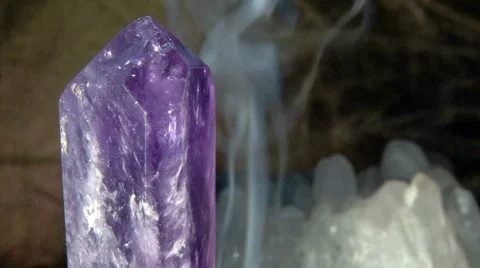Amethyst , crystal and smoke Stock Footage 1070787