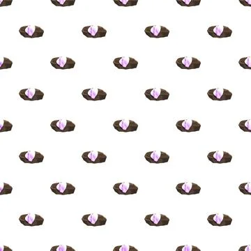 Amethyst crystal geode seamless pattern on white Stock Illustration