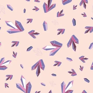 Amethyst crystals seamless vector pattern Illustrazione stock