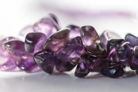 Amethyst crystals on white background. Stock Photos