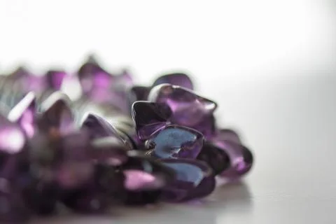 Amethyst crystals on white background. Stock Photos
