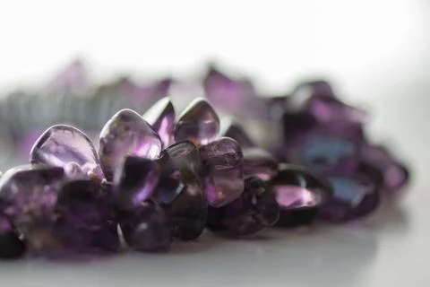 Amethyst crystals on white background. Stock Photos