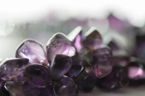 Amethyst crystals on white background. Stock Photos