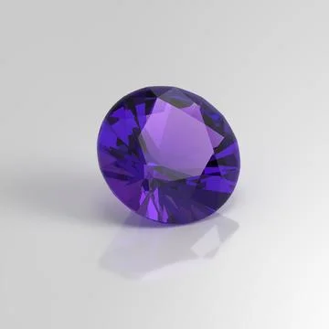 Amethyst gemstone round 3D render Stock Photos