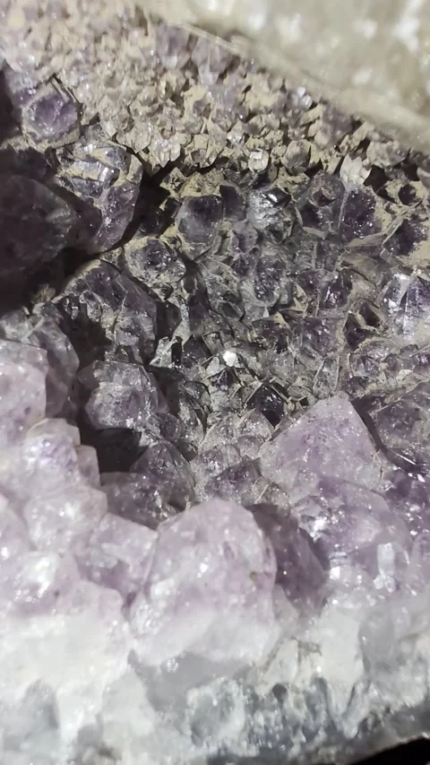 Amethyst geode at the Wanda mines in Misiones, Argentina. Amethysts sparkle in a Stock Footage 328427902