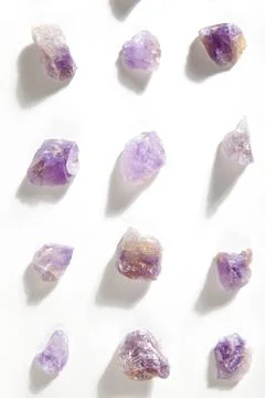 Amethyst lined up Stock Photos