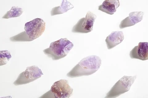 Amethyst lined up Stock Photos
