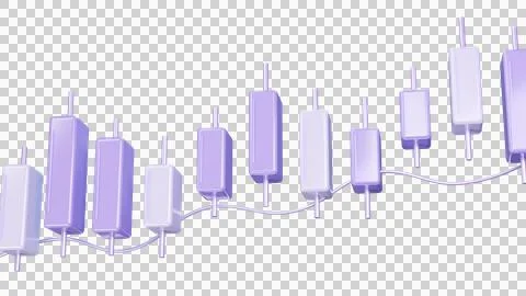 Amethyst Purple Candlestick Chart - 3D Illustration Stock Illustration