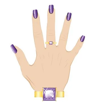 Amethyst Ring on a Hand Stock Illustration