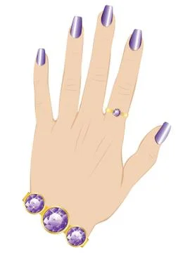 Amethyst Ring on a Hand イラスト素材
