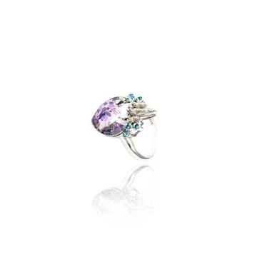 Amethyst Ring isolated on white. Stock Photos