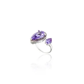 Amethyst Ring isolated on white. Stock Photos