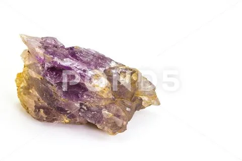 Amethyst, violet variety of quartz often used in jewelry Stock Photos