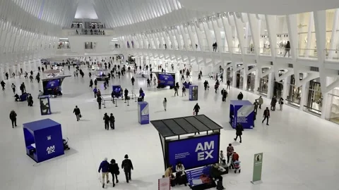 AMEX Booth setup up in Oculus main Stock Video Pond5