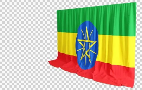Amharic Flag Curtain in 3D Rendering Celebrating Ethiopia's Rich Culture Stock Illustration