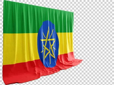 Amharic Flag Curtain in 3D Rendering Celebrating Ethiopia's Rich Culture Stock Illustration
