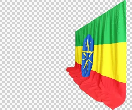 Amharic Flag Curtain in 3D Rendering Celebrating Ethiopia's Rich Culture Illustrazione stock