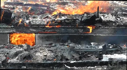 Amid the Force of Nature - House Fire Disaster in the Cellar Video stock 28467020