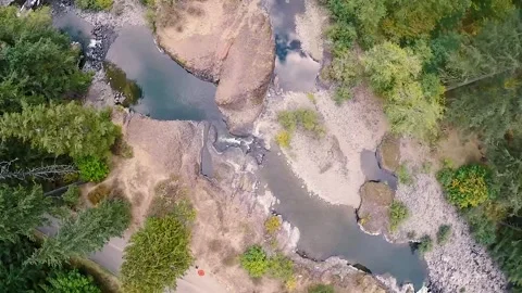 Amidst Natures Tranquility A Drones View of a Rivers Serenity Stockbeeldmateriaal 348217191