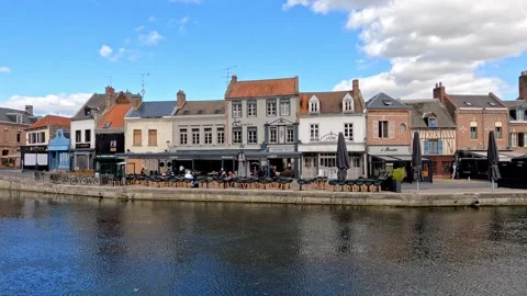 Amiens looking across the River Some towards the cafes Stock Footage 221279144
