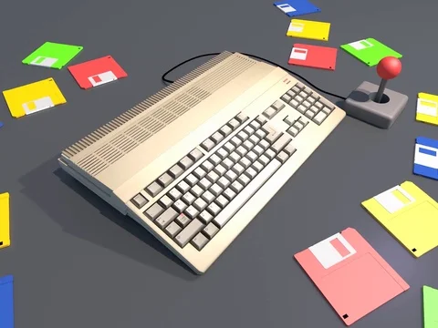 Amiga 500 nostalgic game console Stock Footage