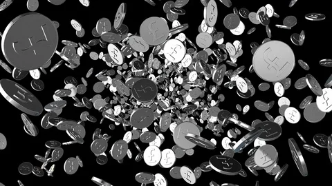 Amimated pound symbol coins flying towards camera Stock Footage 105911953