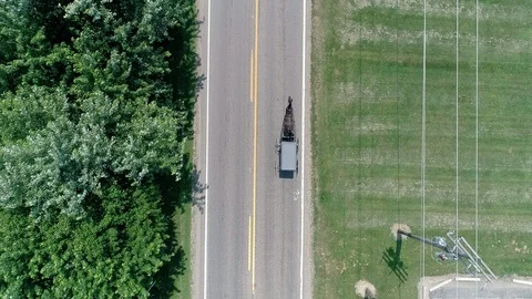 Amish Buggy Top down Video stock 96403886