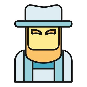 Amish man character wearing hat and beard icon Stock Illustration