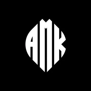 AMK circle letter logo design with circle and ellipse shape. AMK ellipse letter Stock Illustration