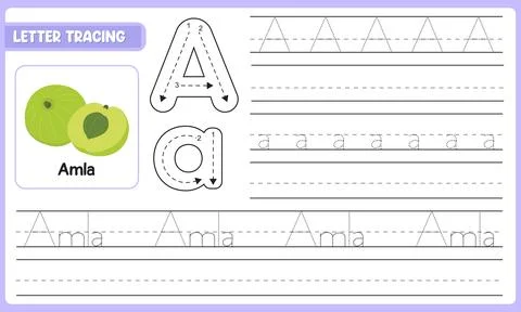 Amla Letter Tracing Stock Illustration