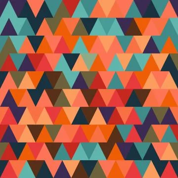 Amless geometric pattern with multi-colored triangles. Modern random colors. Stock Illustration