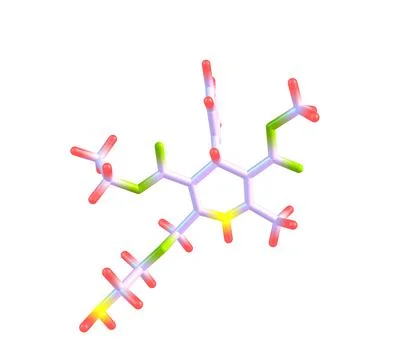 Amlodipine molecule isolated on white Stock Illustration