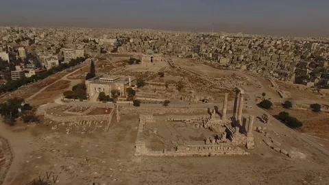 Amman Citadel aerial, Jordan Stock Footage