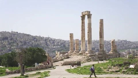 Amman Citadel, one of the most important landmarks of the city Stock Footage 110871100