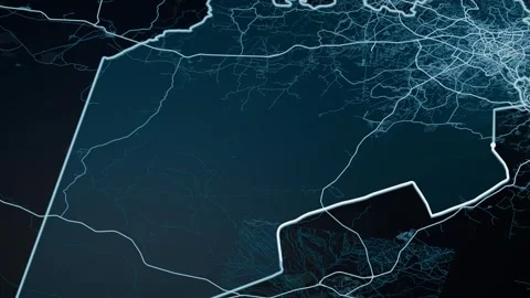 Amman Jordan Glowing Digital Map Animation 4K Video stock 337906909