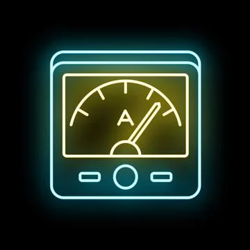 Ammeter measuring electric current neon glowing icon Stock Illustration