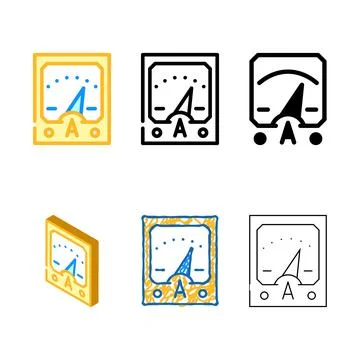 Ammeter tool color icon styles vector Illustrazione stock