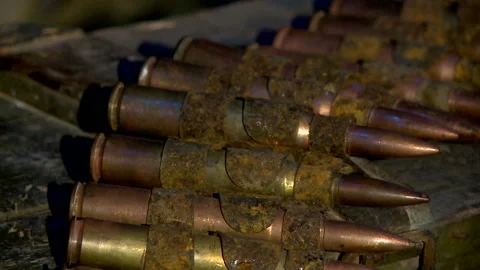 Ammo belt, ammunition Video stock 101894115