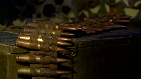 Ammo belt, ammunition Video stock 101895695